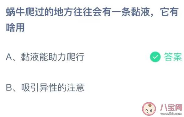 蜗牛爬过会有一条黏液有啥用 最新蚂蚁庄园10月23日答案