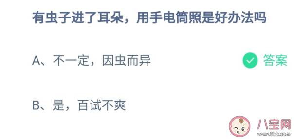 虫子进了耳朵用手电筒照是好办法吗 蚂蚁庄园8月19日正确答案