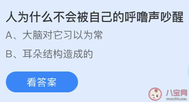 人为什么不会被自己的呼噜声吵醒 蚂蚁庄园今日5月29日答案