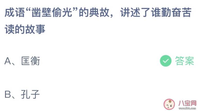 成语凿壁偷光讲述了谁勤奋苦读的故事 蚂蚁庄园4月23日答案介绍