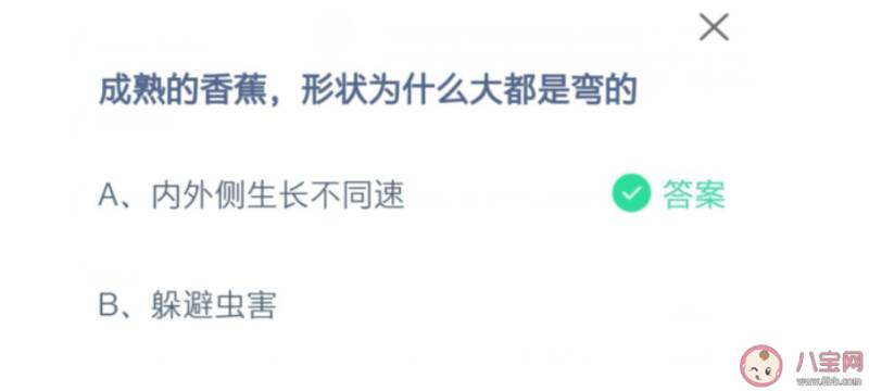 蚂蚁庄园成熟的香蕉形状为什么是弯的 9月20日答案解析