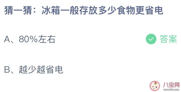 猜一猜冰箱一般存放多少食物更省电 蚂蚁庄园5月7日答案更新