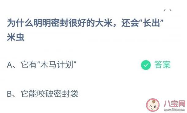 为什么明明密封很好的大米还会长出米虫 蚂蚁庄园11月7日问题答案