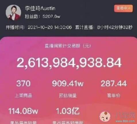 2022李佳琦双十一预售销售额多少 2022李佳琦双十一卖了多少钱